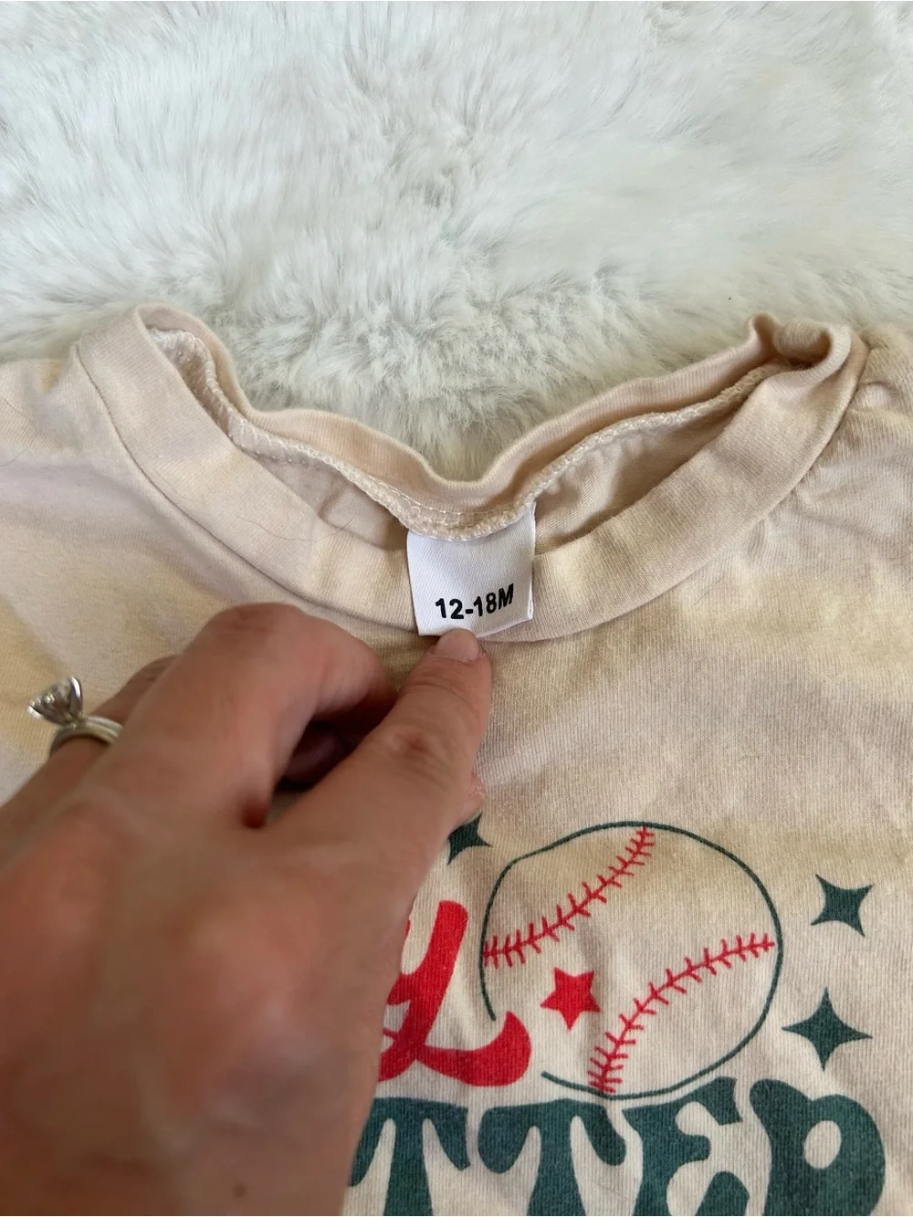 Etsy Hey Batter Batter Swing Graphic Baby Cream Bodysuit 12-18 MOS